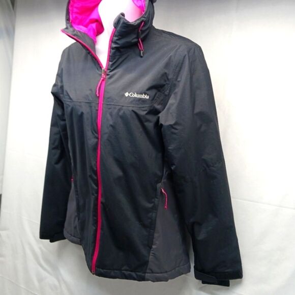 Columbia Thermal Coil Hooded Jacket Women Small. Black/ Pink. Full Zippers..... - Picture 2 of 15